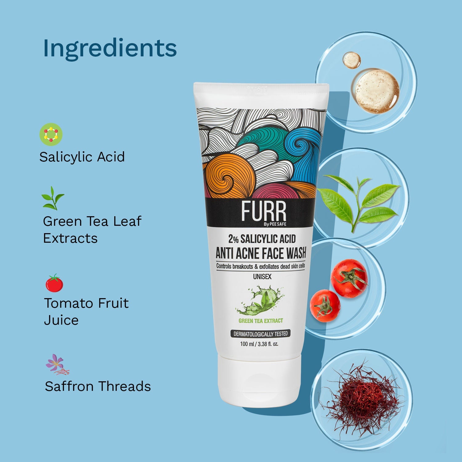 FURR 2% Salicylic Acid & Green Tea Anti Acne Face Wash