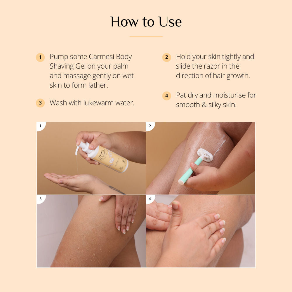 Carmesi Oh-So-Smooth Body Shaving Gel - Prevents Cuts - No Paraben or Alcohol - 200 ml