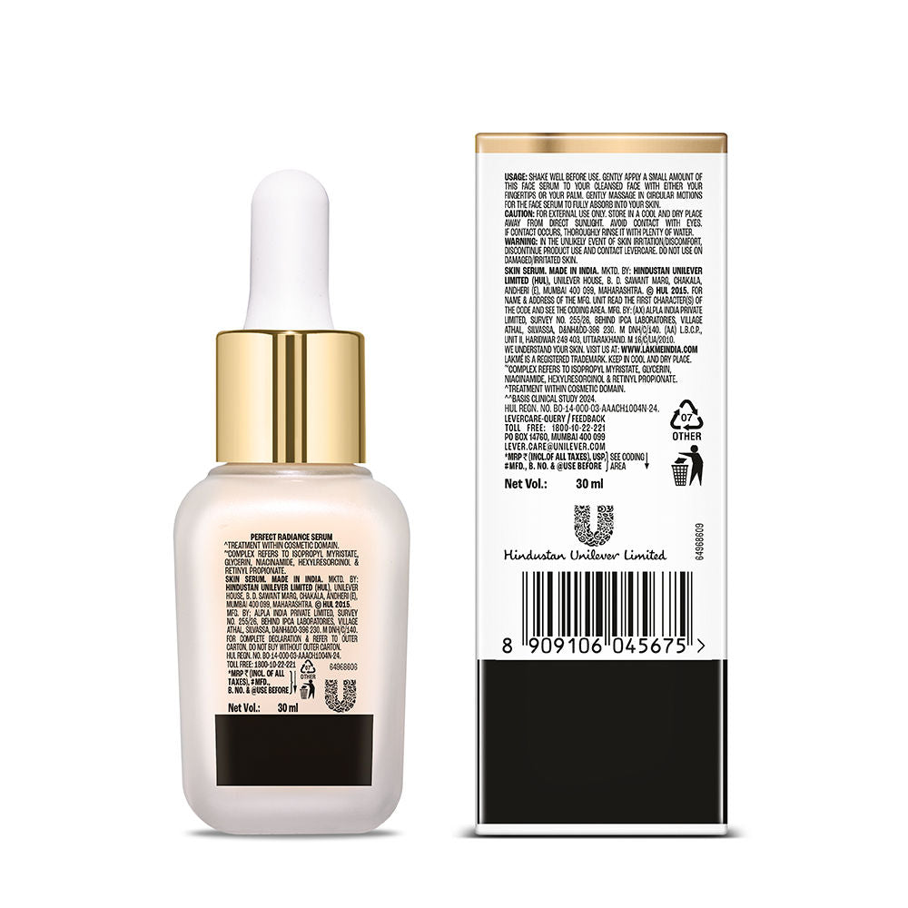 Lakme Absolute Perfect Radiance Serum With 7% Pure Niacinamide For 2X Skin Brightening