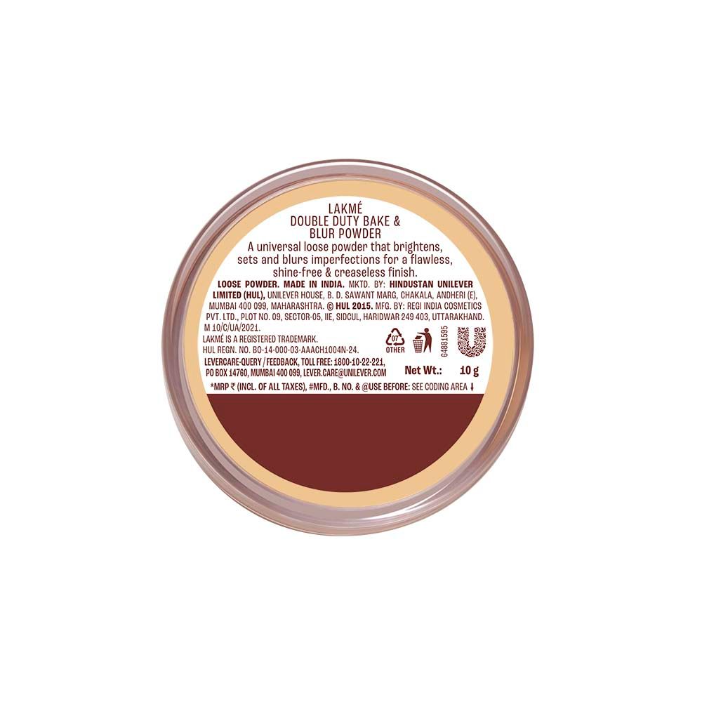 Lakme 9To5 Double Duty Bake & Blur Powder, Controls Oil & Shine, Matte finish