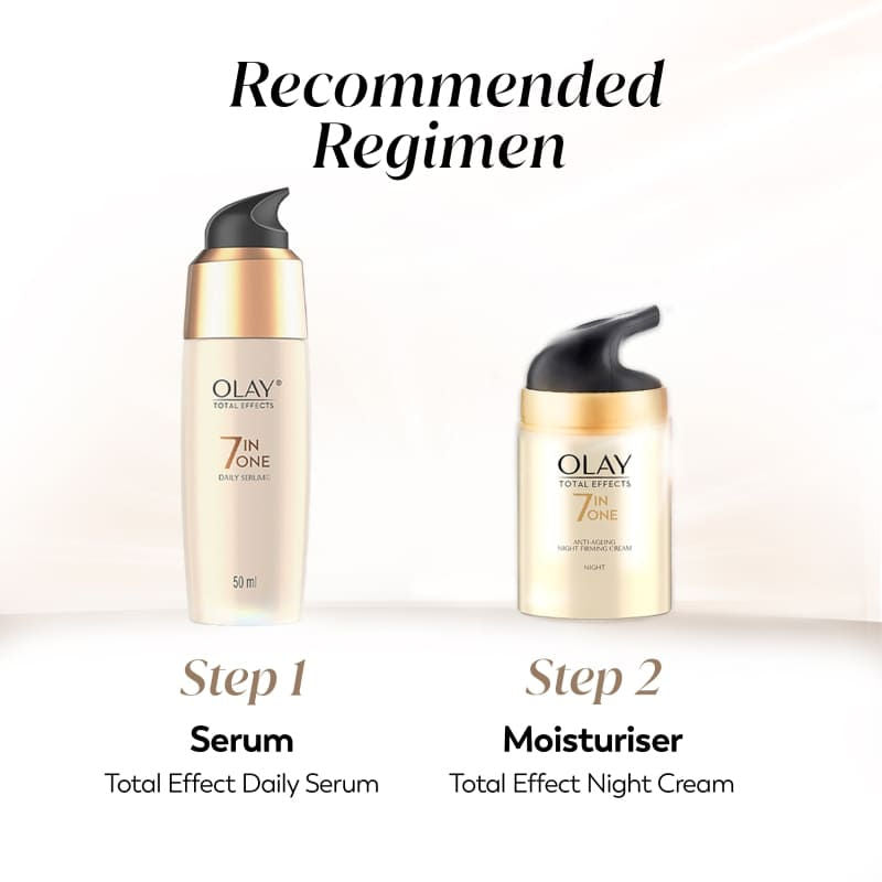 Olay Total Effects Night Cream, Fights 7 Signs Of Ageing With Niacinamide And Green Tea Extracts