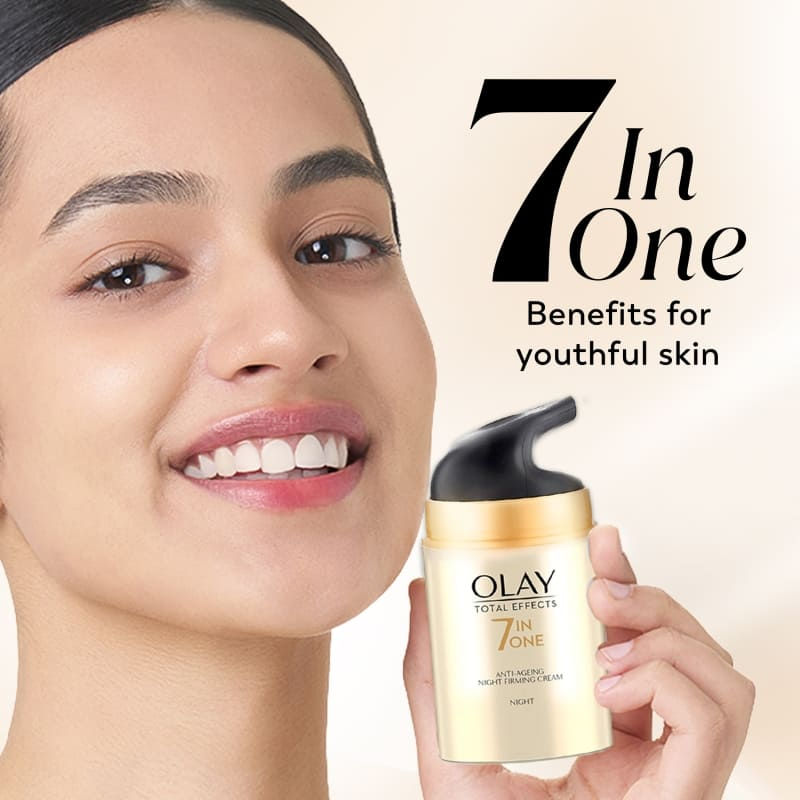 Olay Total Effects Night Cream, Fights 7 Signs Of Ageing With Niacinamide And Green Tea Extracts