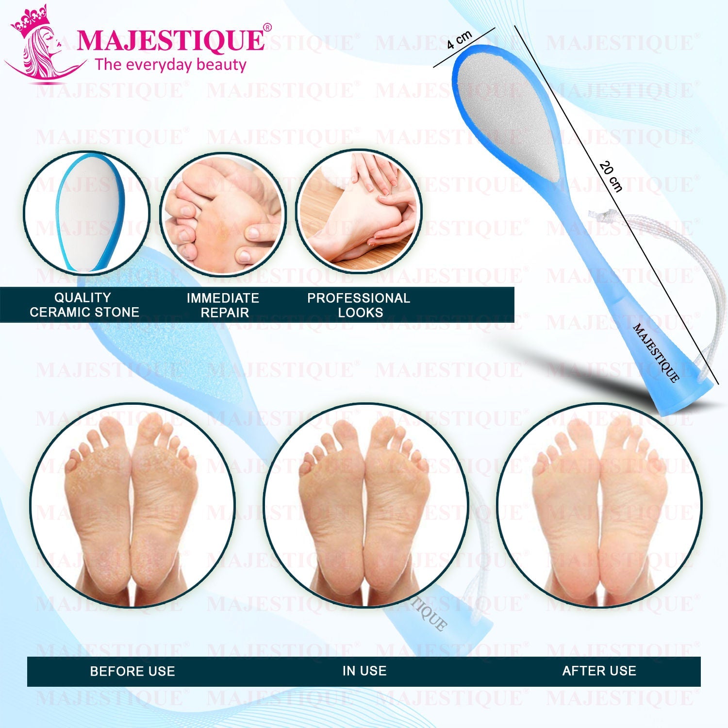 Majestique Foot File Foot Callus Remover- Double-sided (Color May Vary)