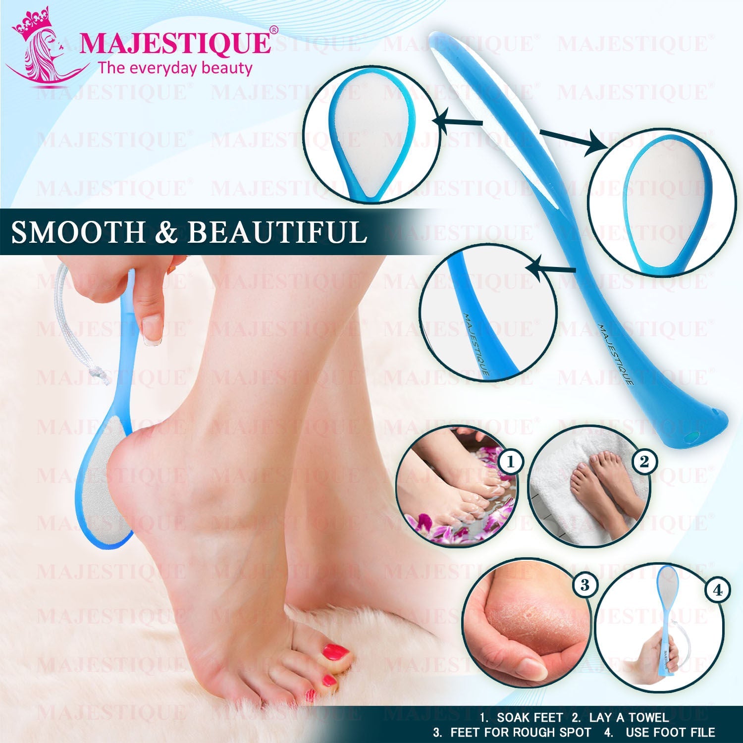 Majestique Foot File Foot Callus Remover- Double-sided (Color May Vary)
