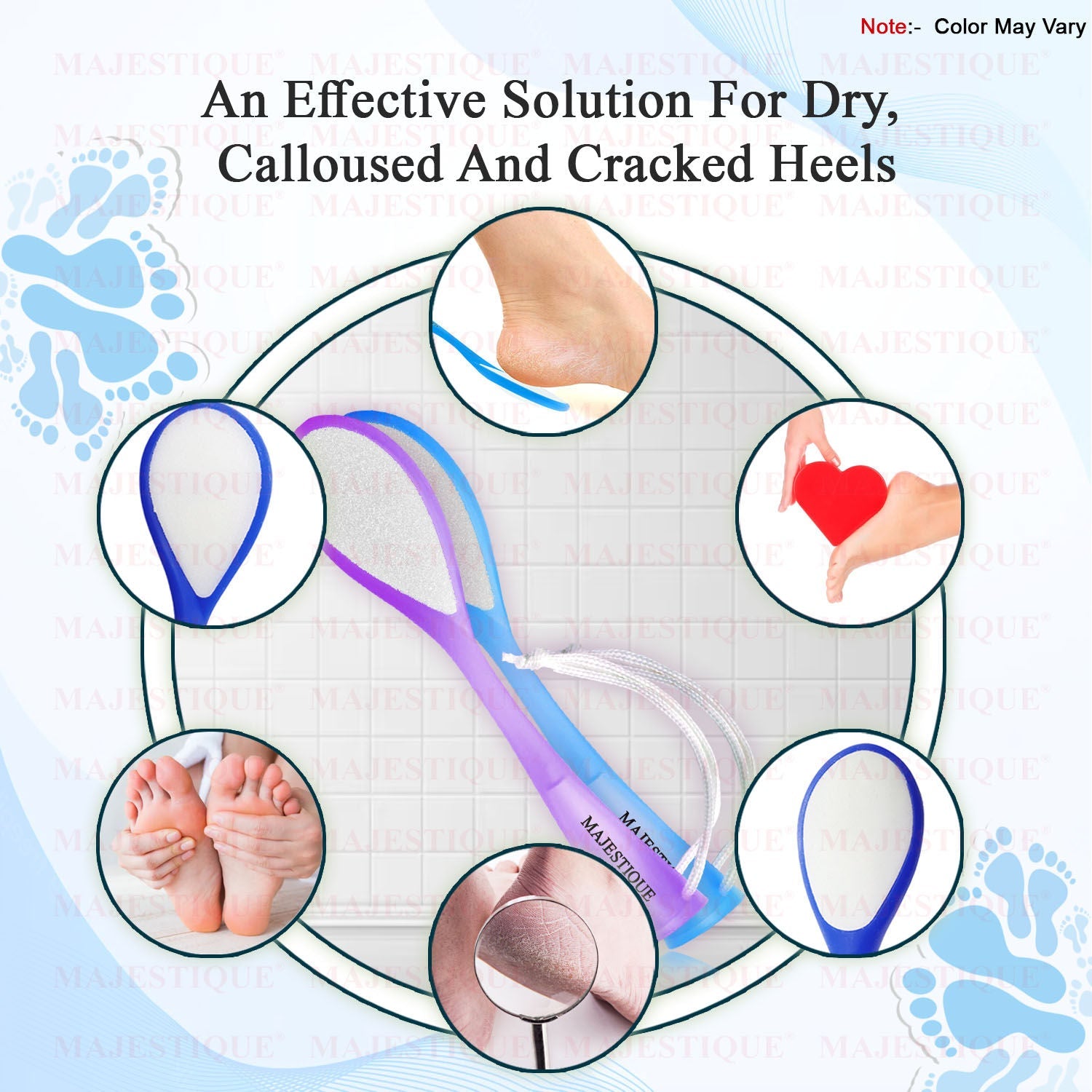 Majestique Foot File Foot Callus Remover- Double-sided (Color May Vary)