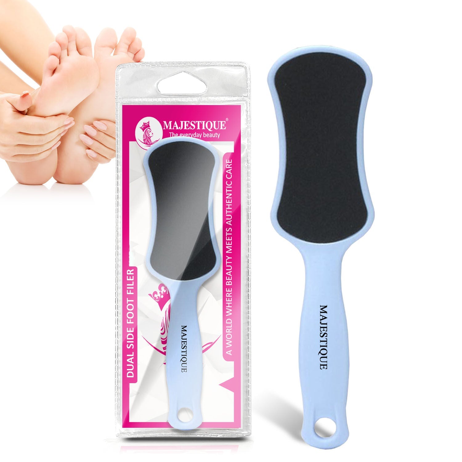 Majestique Foot Scrubber - Callus Remover & Pedicure Tool for Wet & Dry Feet - Color May Vary