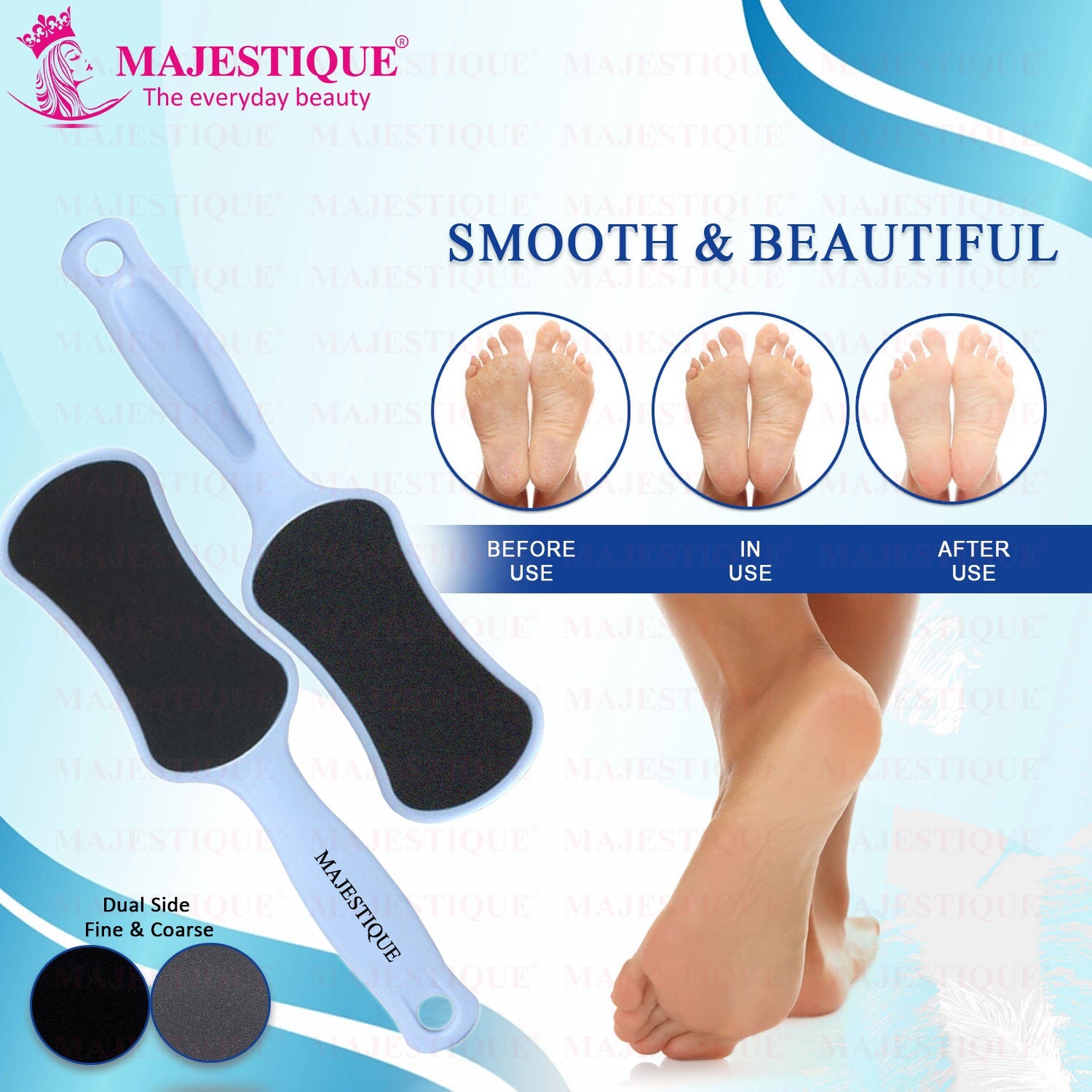Majestique Foot Scrubber - Callus Remover & Pedicure Tool for Wet & Dry Feet - Color May Vary