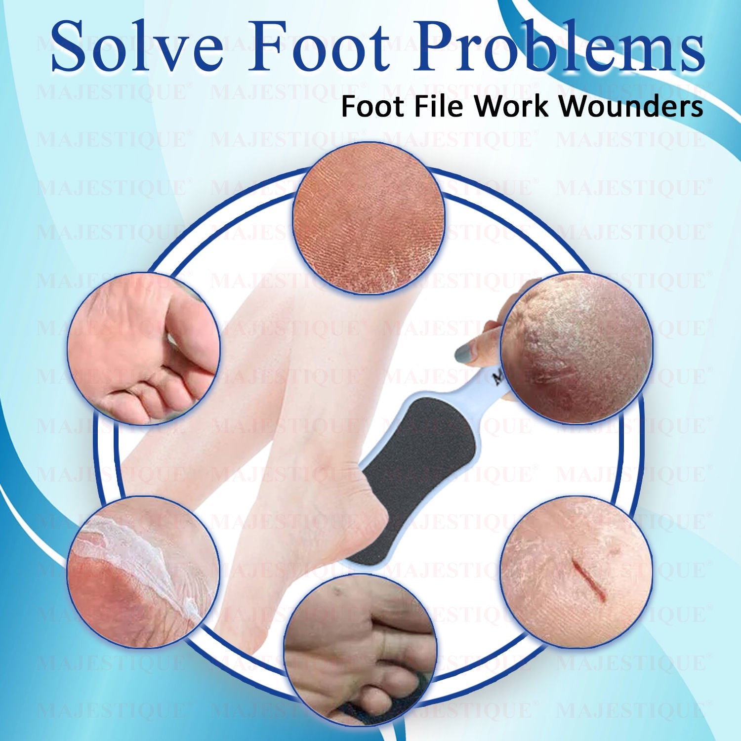 Majestique Foot Scrubber - Callus Remover & Pedicure Tool for Wet & Dry Feet - Color May Vary
