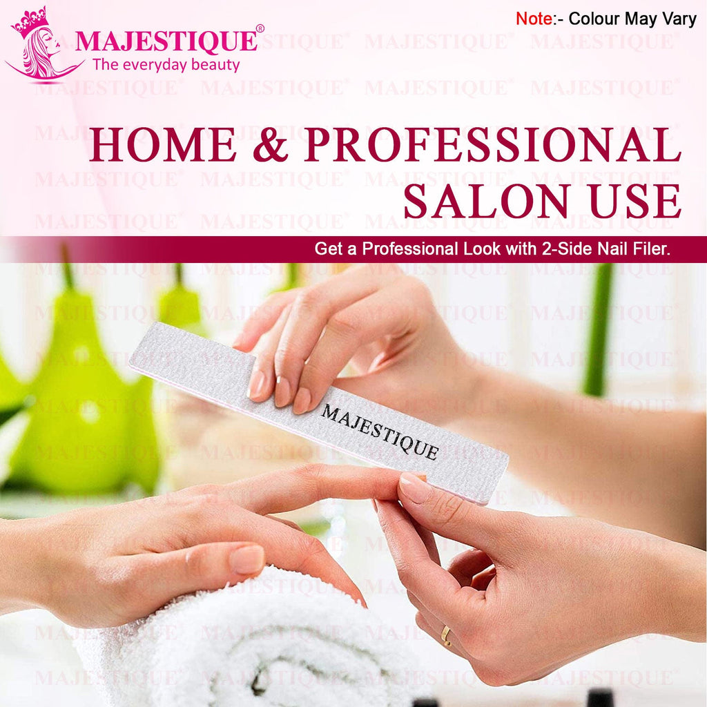 Majestique Reusable Nail File, Double-Sided Grit Cuticle Pusher for Nail Care Manicure Tool
