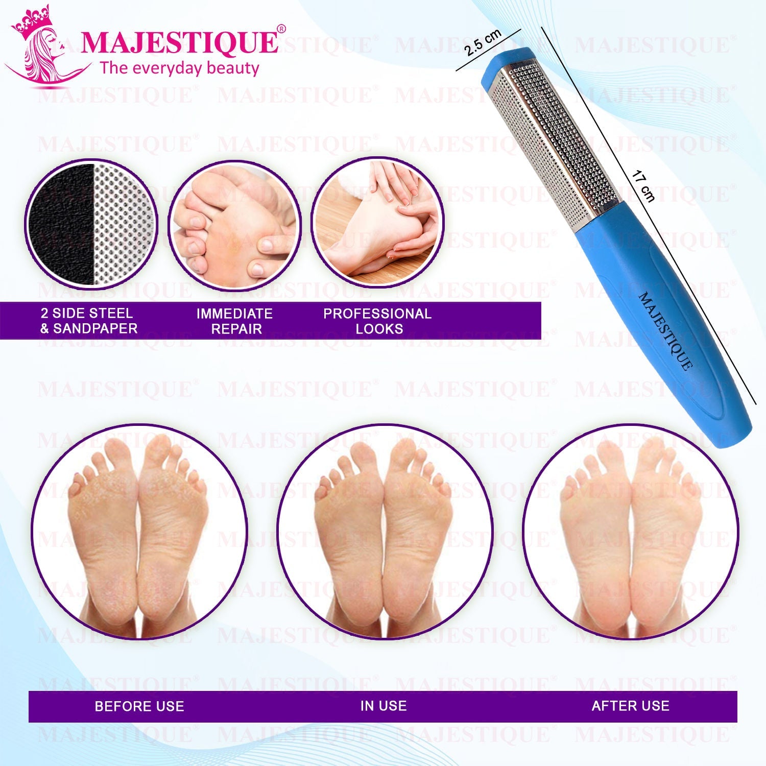 Majestique Double Sided Foot Files - Heel Rasp for Foot Scrapper - Color May Vary