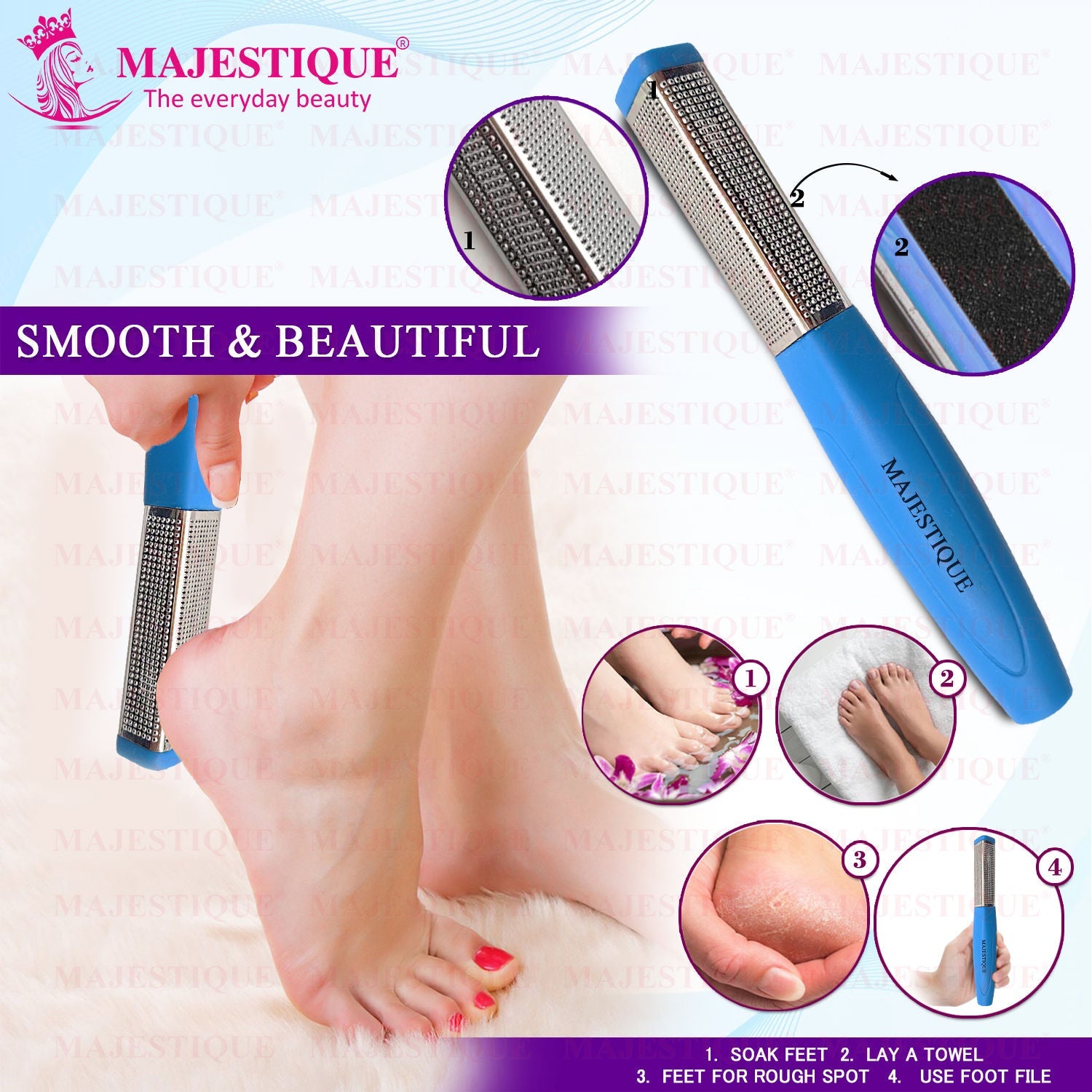 Majestique Double Sided Foot Files - Heel Rasp for Foot Scrapper - Color May Vary
