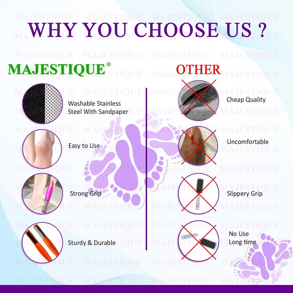 Majestique Double Sided Foot Files - Heel Rasp for Foot Scrapper - Color May Vary