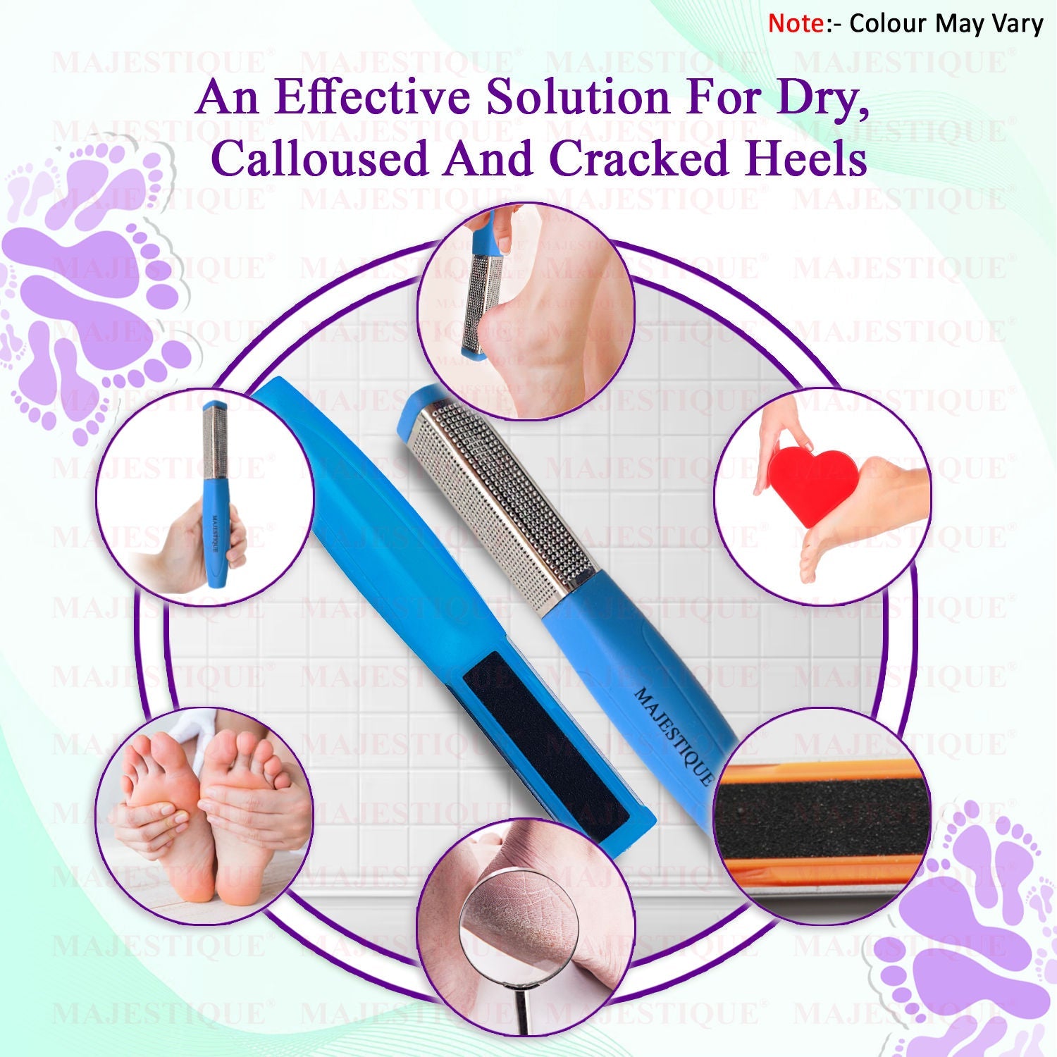 Majestique Double Sided Foot Files - Heel Rasp for Foot Scrapper - Color May Vary