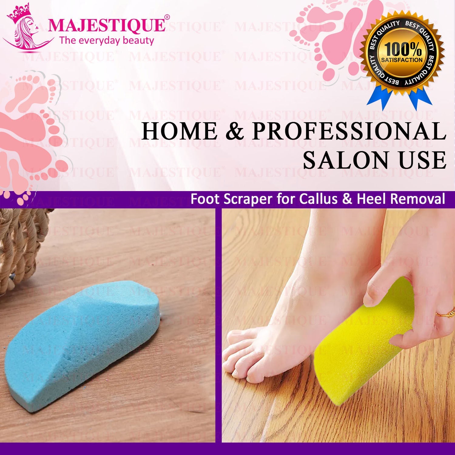 Majestique Moisturizing Body Wash & Sponge Foot Buffer, Clean Scent, Exfoliates - Color May Vary