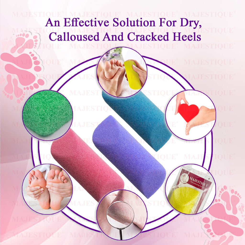 Majestique Moisturizing Body Wash & Sponge Foot Buffer, Clean Scent, Exfoliates - Color May Vary