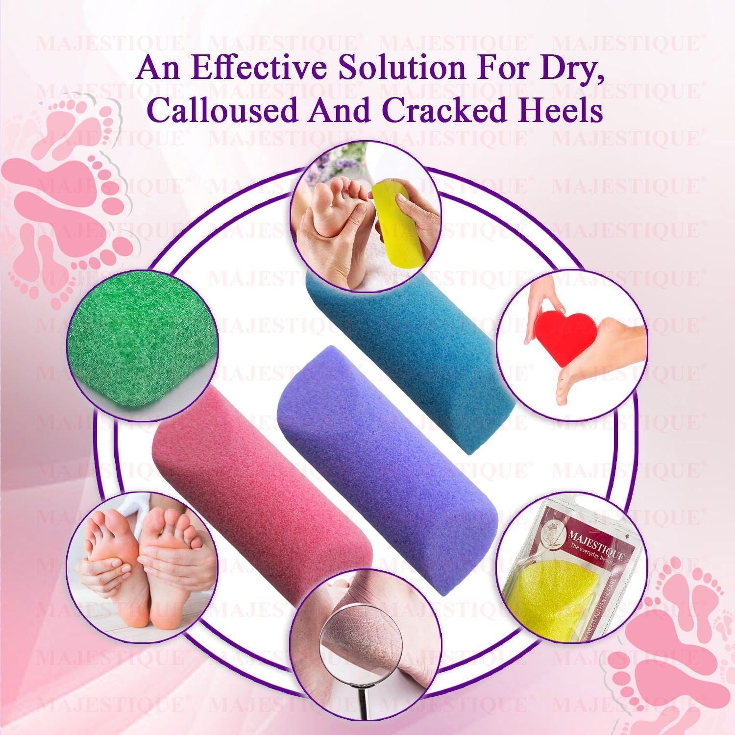 Majestique Moisturizing Body Wash & Sponge Foot Buffer, Clean Scent, Exfoliates - Color May Vary