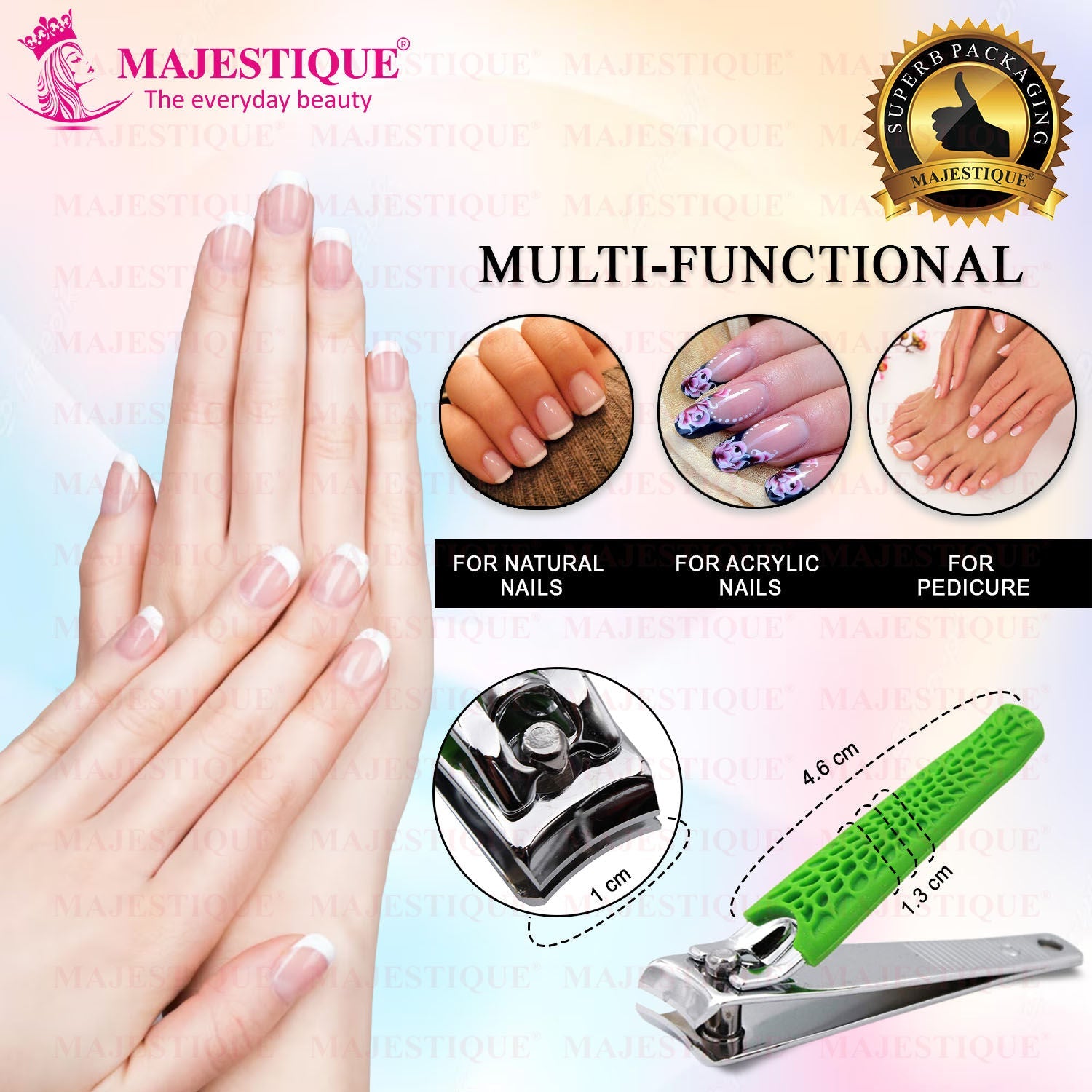 Majestique Stainless Steel Nail Clipper - Nail Cutting - Color May Vary