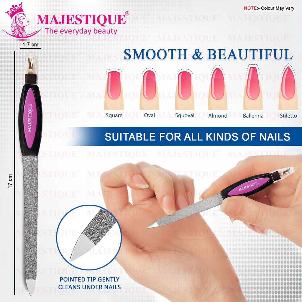 Majestique Nail File - Perfect for Filing, Shaping and Polishing - Color May Vary