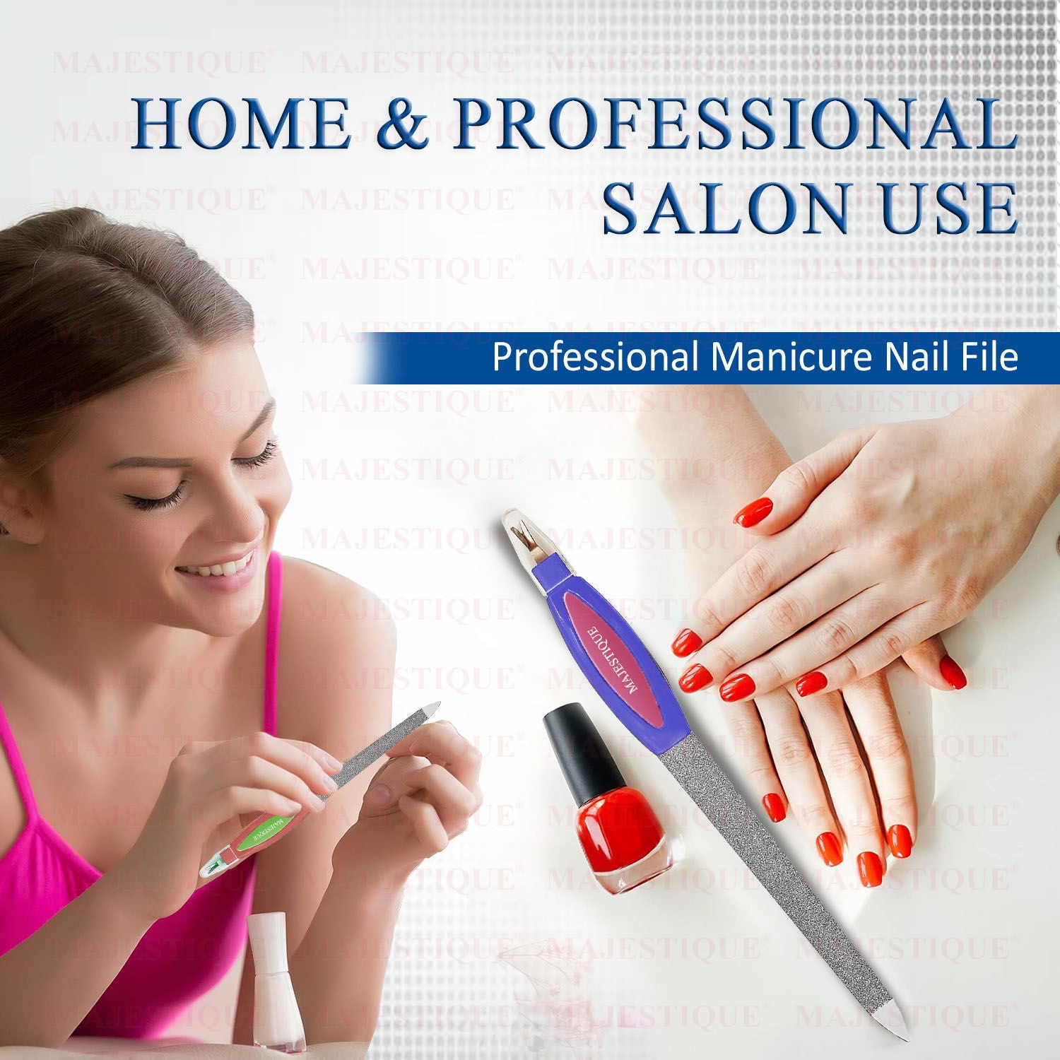 Majestique Nail File - Perfect for Filing, Shaping and Polishing - Color May Vary