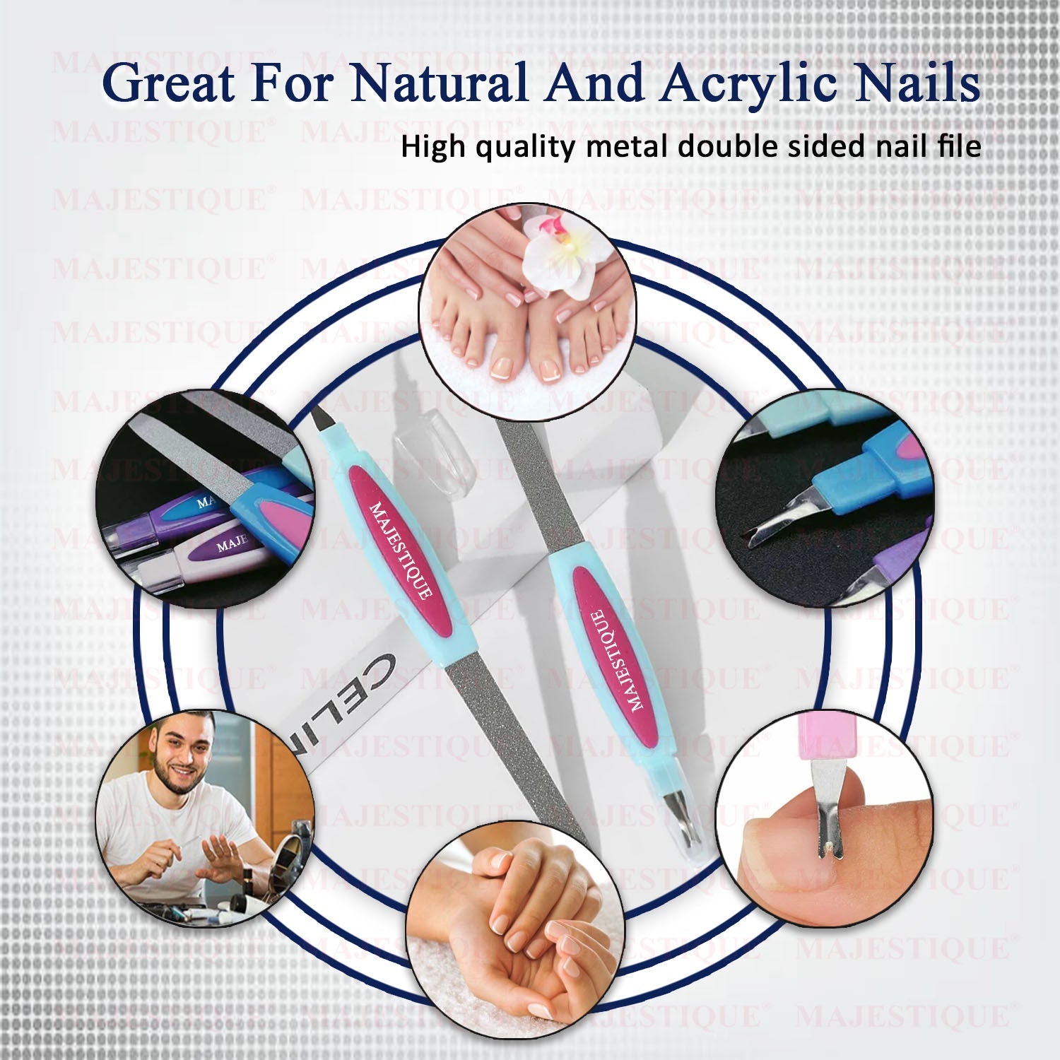 Majestique Nail File - Perfect for Filing, Shaping and Polishing - Color May Vary