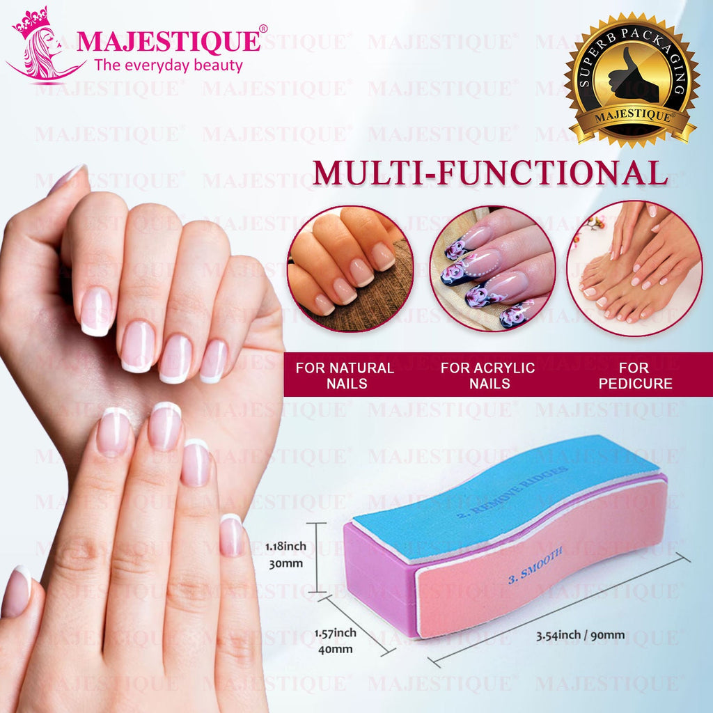Majestique 4-Way Manicure Pedicure Board Emery, Buffer, Sanding Files, Nail Care - Color May Vary