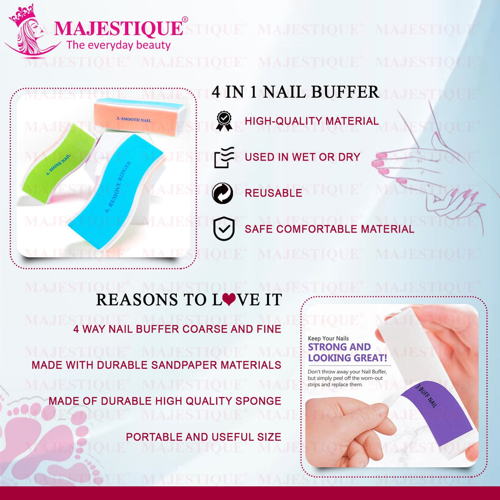 Majestique 4-Way Manicure Pedicure Board Emery, Buffer, Sanding Files, Nail Care - Color May Vary