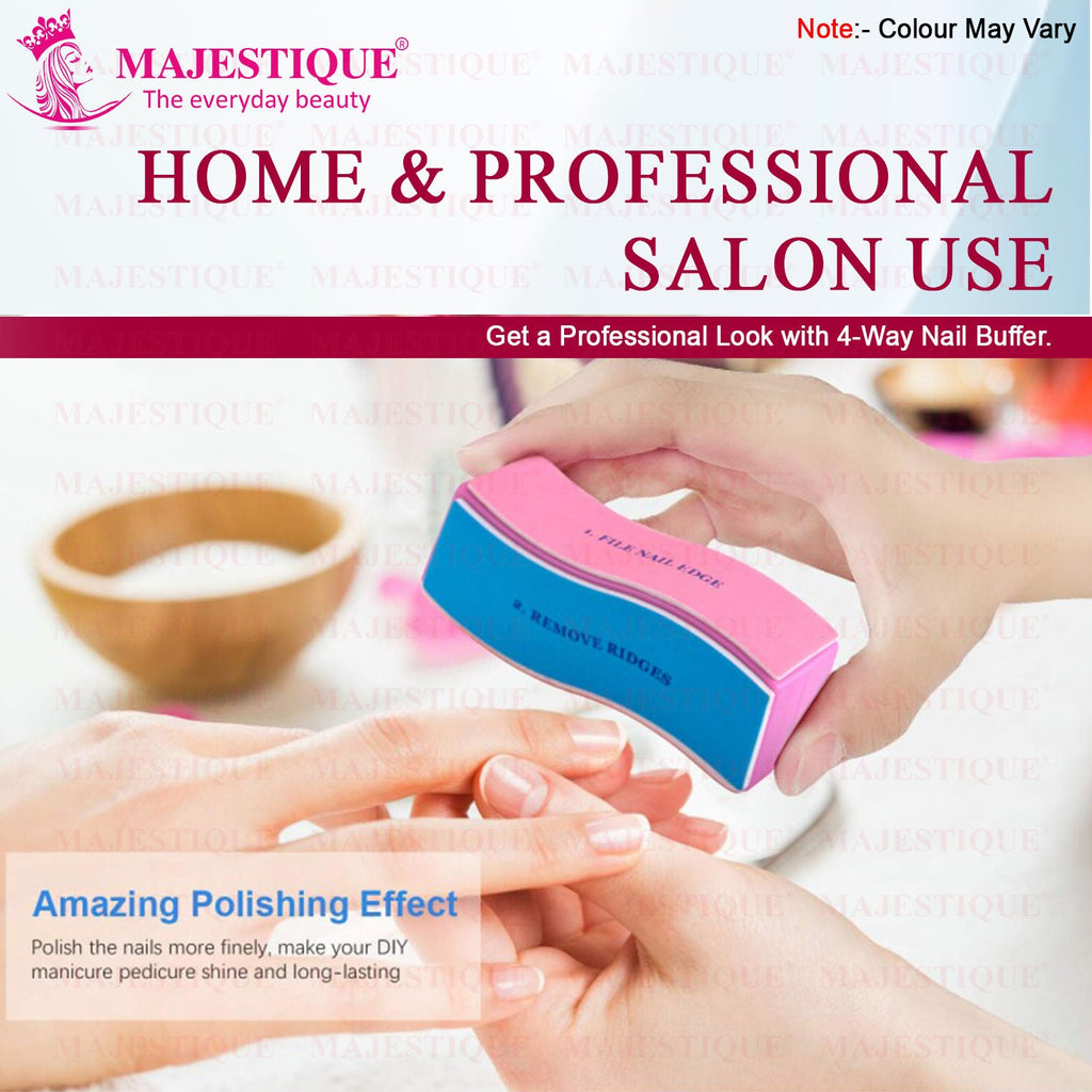 Majestique 4-Way Manicure Pedicure Board Emery, Buffer, Sanding Files, Nail Care - Color May Vary
