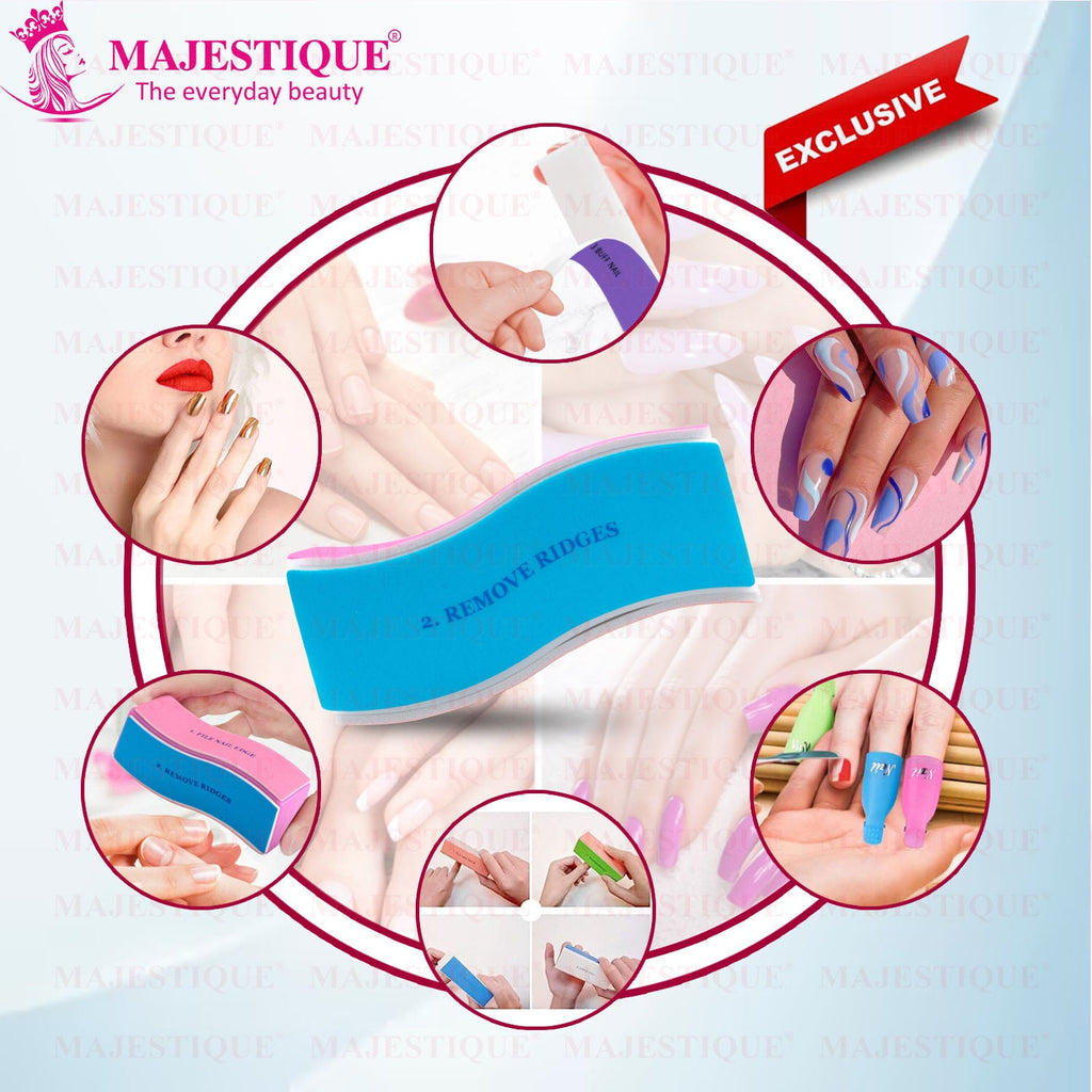 Majestique 4-Way Manicure Pedicure Board Emery, Buffer, Sanding Files, Nail Care - Color May Vary