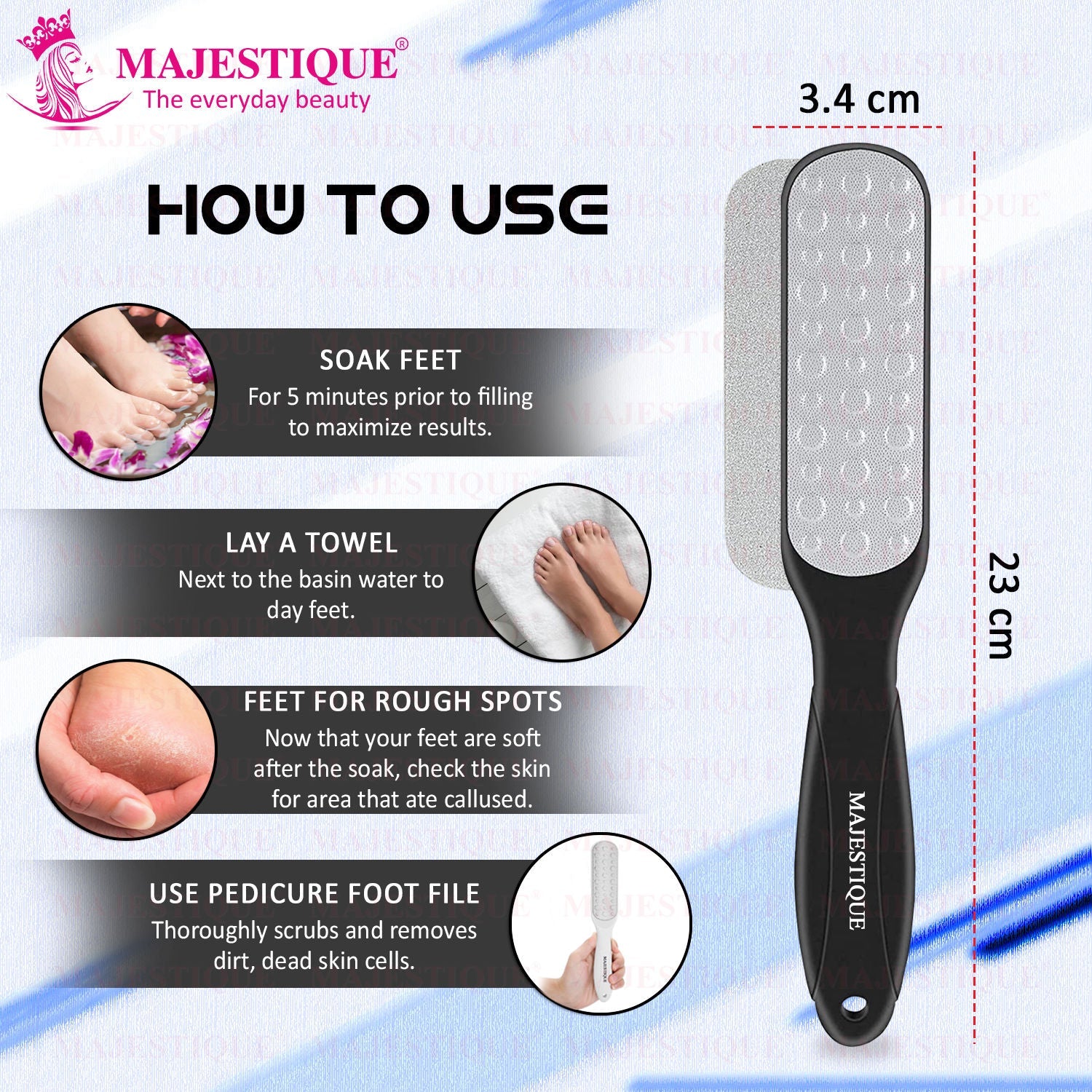 Majestique Callus Remover Foot Scrubber for Pedicure Spa Treatment - Color May Vary