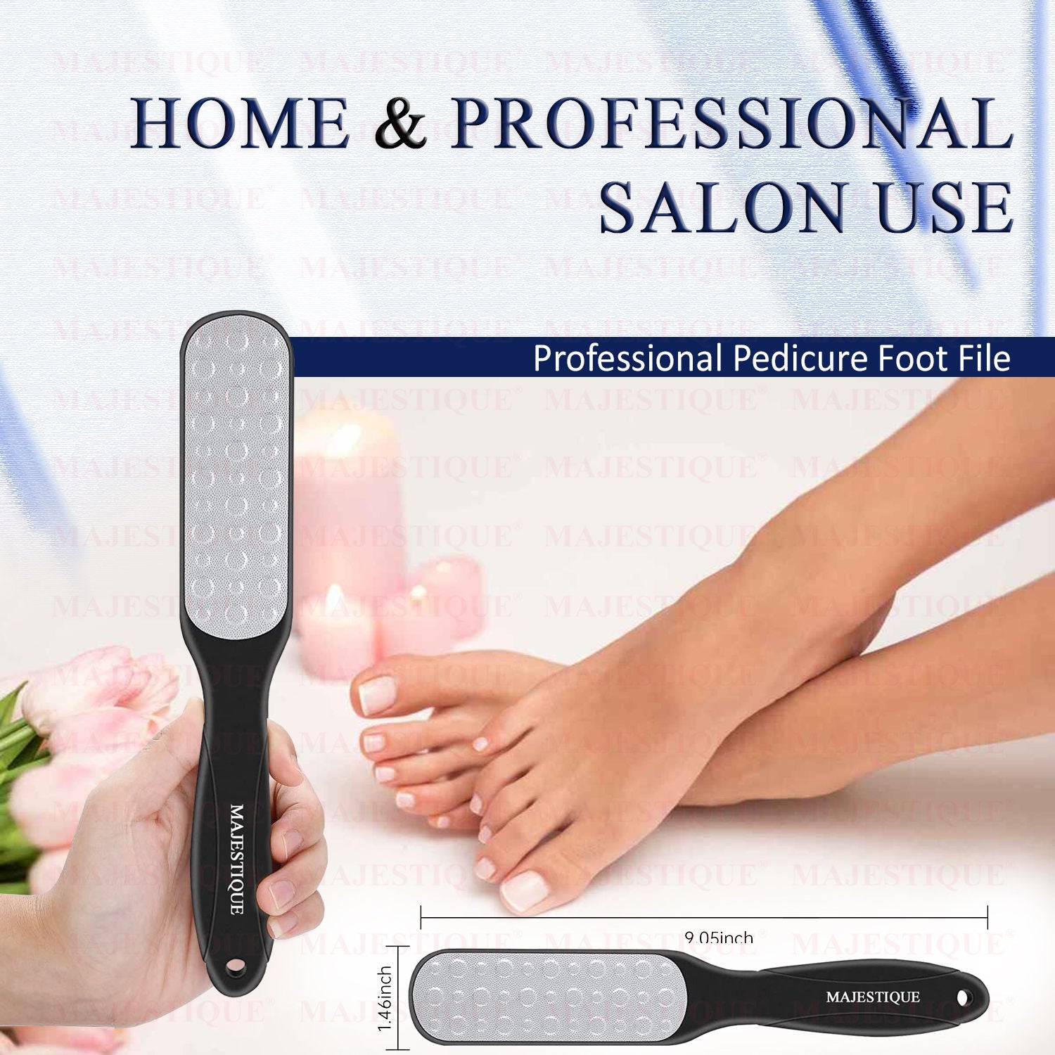 Majestique Callus Remover Foot Scrubber for Pedicure Spa Treatment - Color May Vary