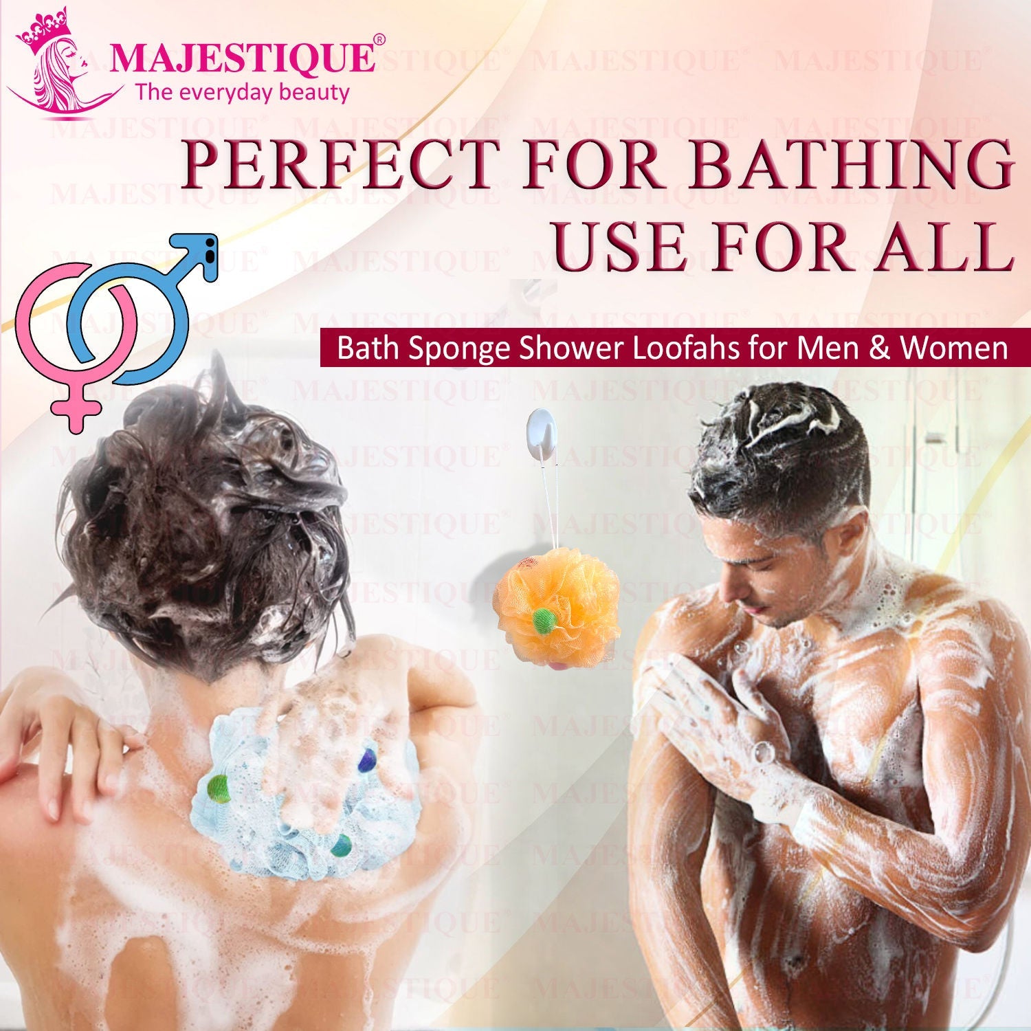 Majestique Loofah With Active Spheres Mesh Shower Sponge (Color May Vary)