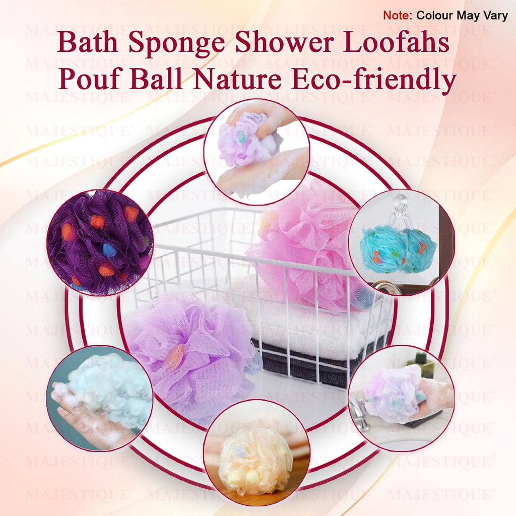 Majestique Loofah With Active Spheres Mesh Shower Sponge (Color May Vary)
