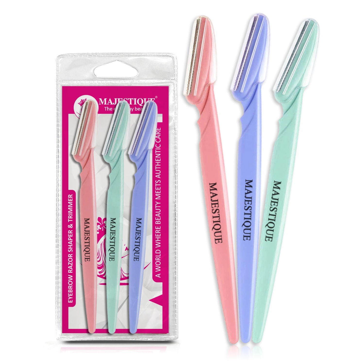 Majestique Eyebrow Razor Shaper & Trimmer Face Shave, Face Touch-Up - Color May Vary