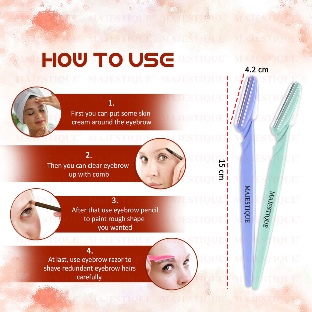 Majestique Eyebrow Razor Shaper & Trimmer Face Shave, Face Touch-Up - Color May Vary