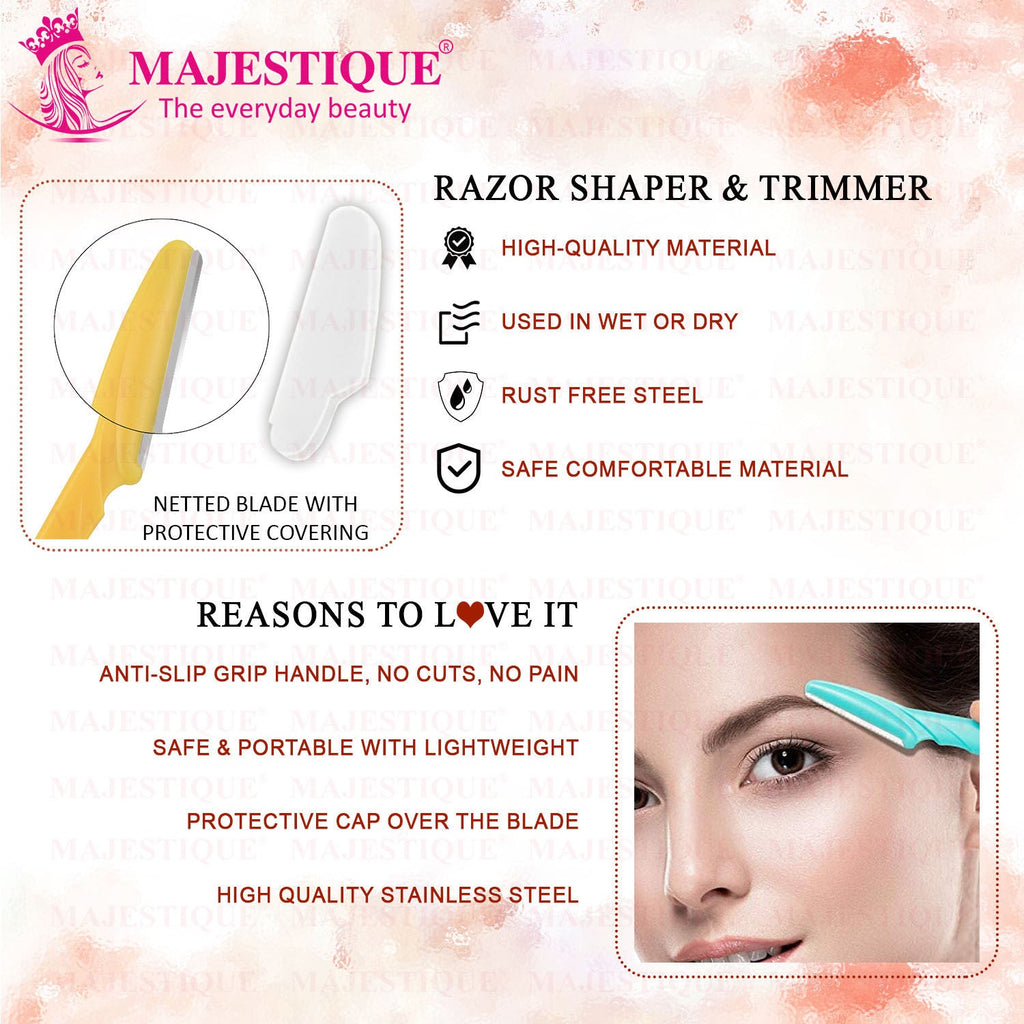 Majestique Eyebrow Razor Shaper & Trimmer Face Shave, Face Touch-Up - Color May Vary