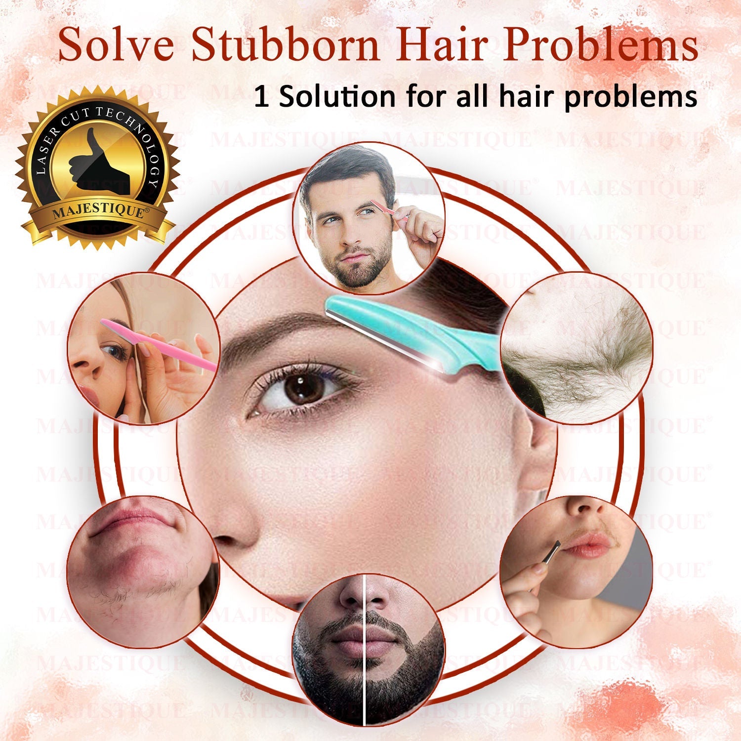 Majestique Eyebrow Razor Shaper & Trimmer Face Shave, Face Touch-Up - Color May Vary