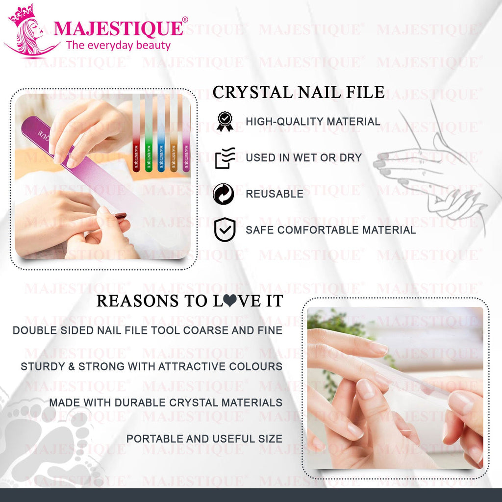 Majestique Nail Filer Glass - Professional Manicure Tool for Women and Girls - Color May Vary