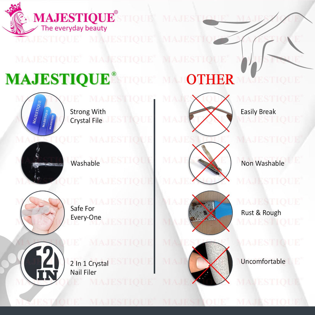 Majestique Nail Filer Glass - Professional Manicure Tool for Women and Girls - Color May Vary