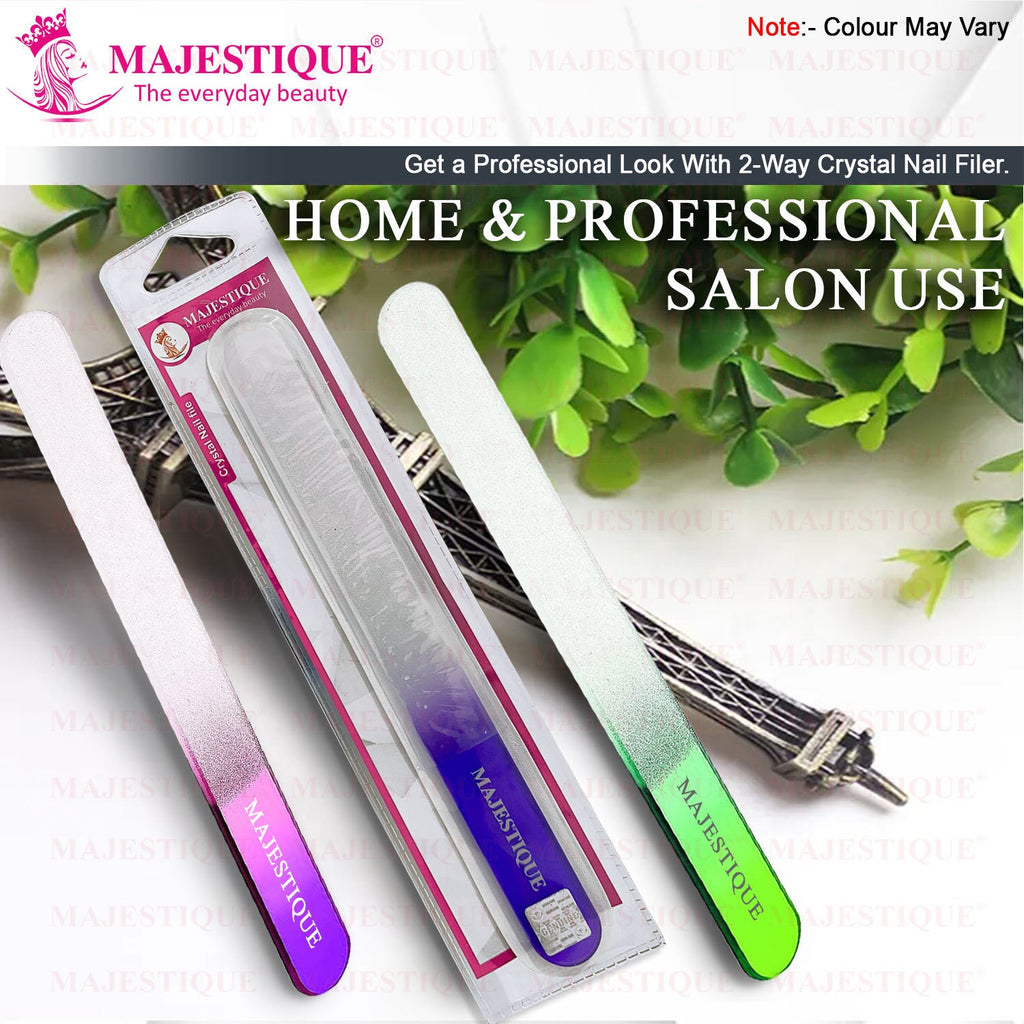 Majestique Nail Filer Glass - Professional Manicure Tool for Women and Girls - Color May Vary