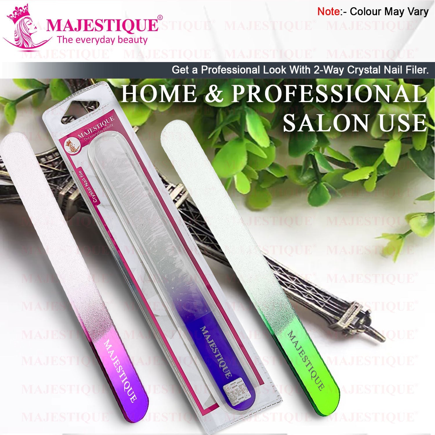 Majestique Nail Filer Glass - Professional Manicure Tool for Women and Girls - Color May Vary
