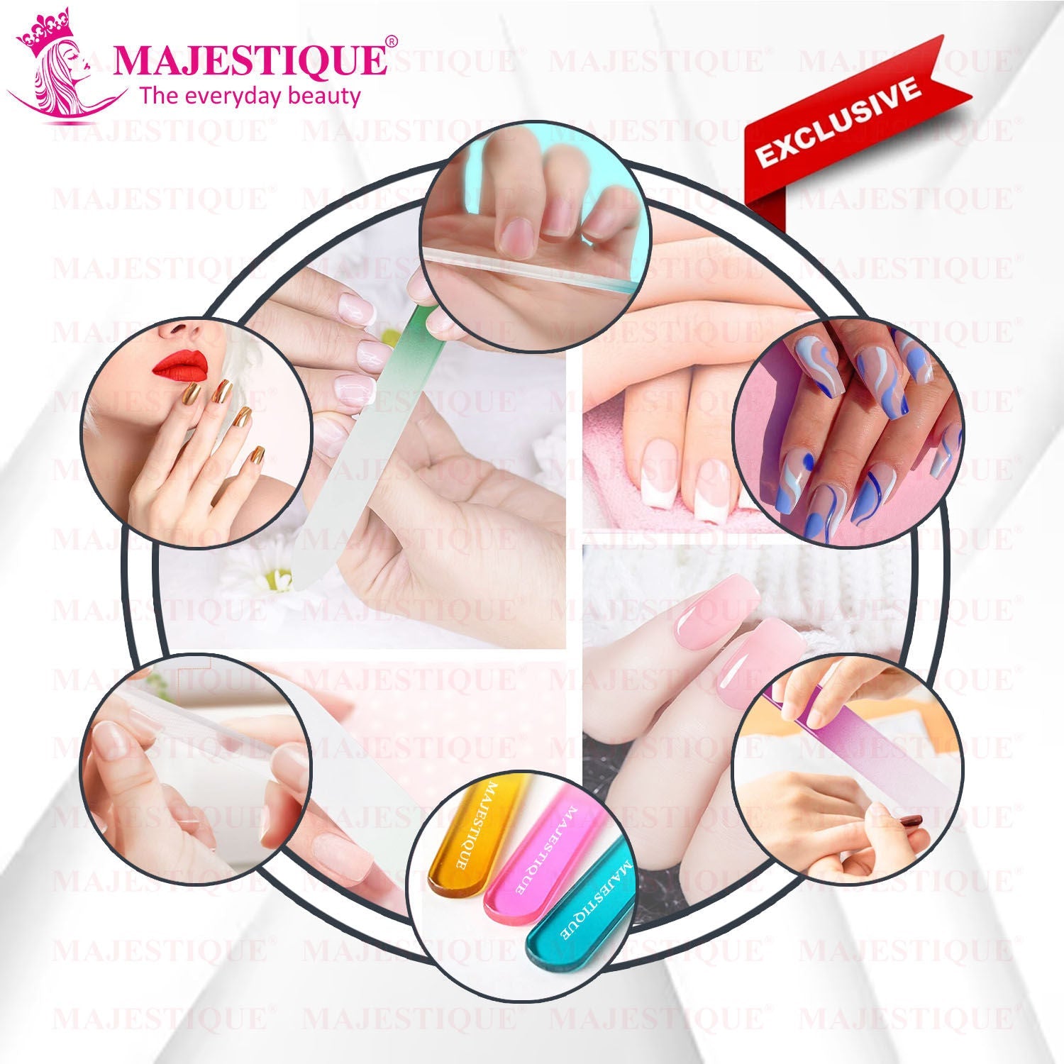Majestique Nail Filer Glass - Professional Manicure Tool for Women and Girls - Color May Vary