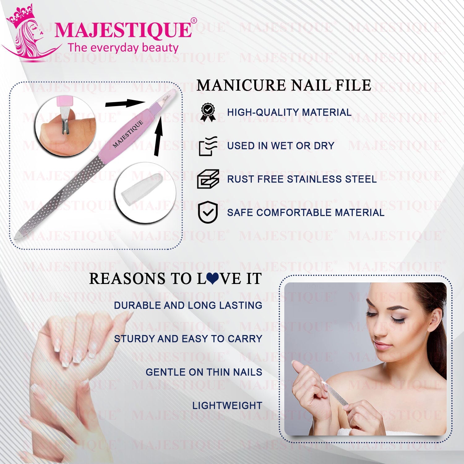 Majestique Professional Stainless Steel Nail File With Practical Sharp Cuticle Dead Skin Trimmer