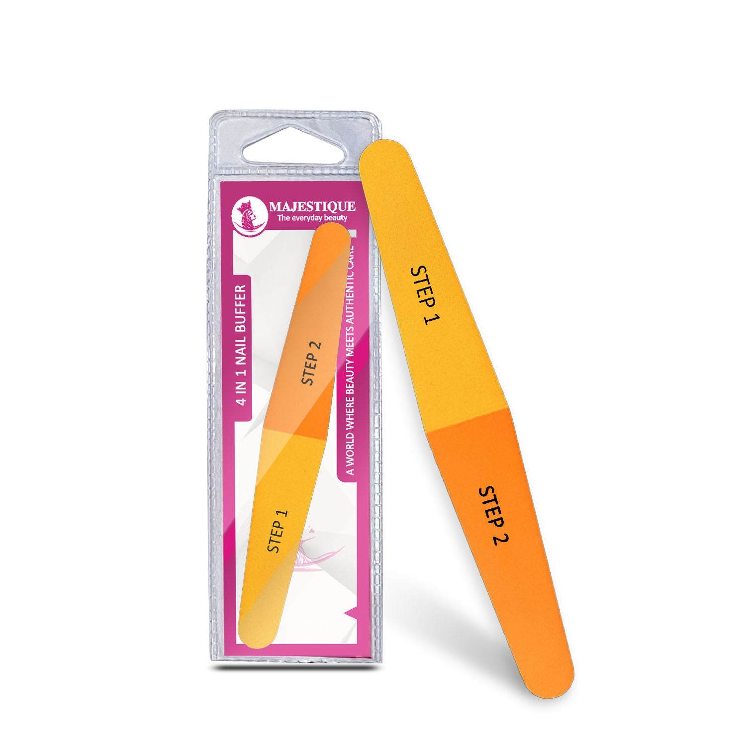 Majestique 4-Way Nail File & Buffer for All Nails - Buffer Block, Nail Shiner - Color May Vary