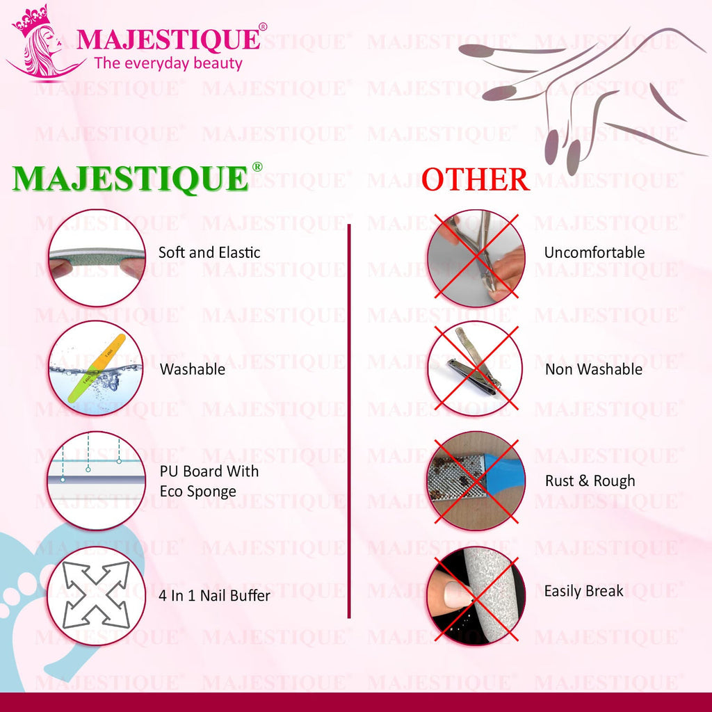 Majestique 4-Way Nail File & Buffer for All Nails - Buffer Block, Nail Shiner - Color May Vary