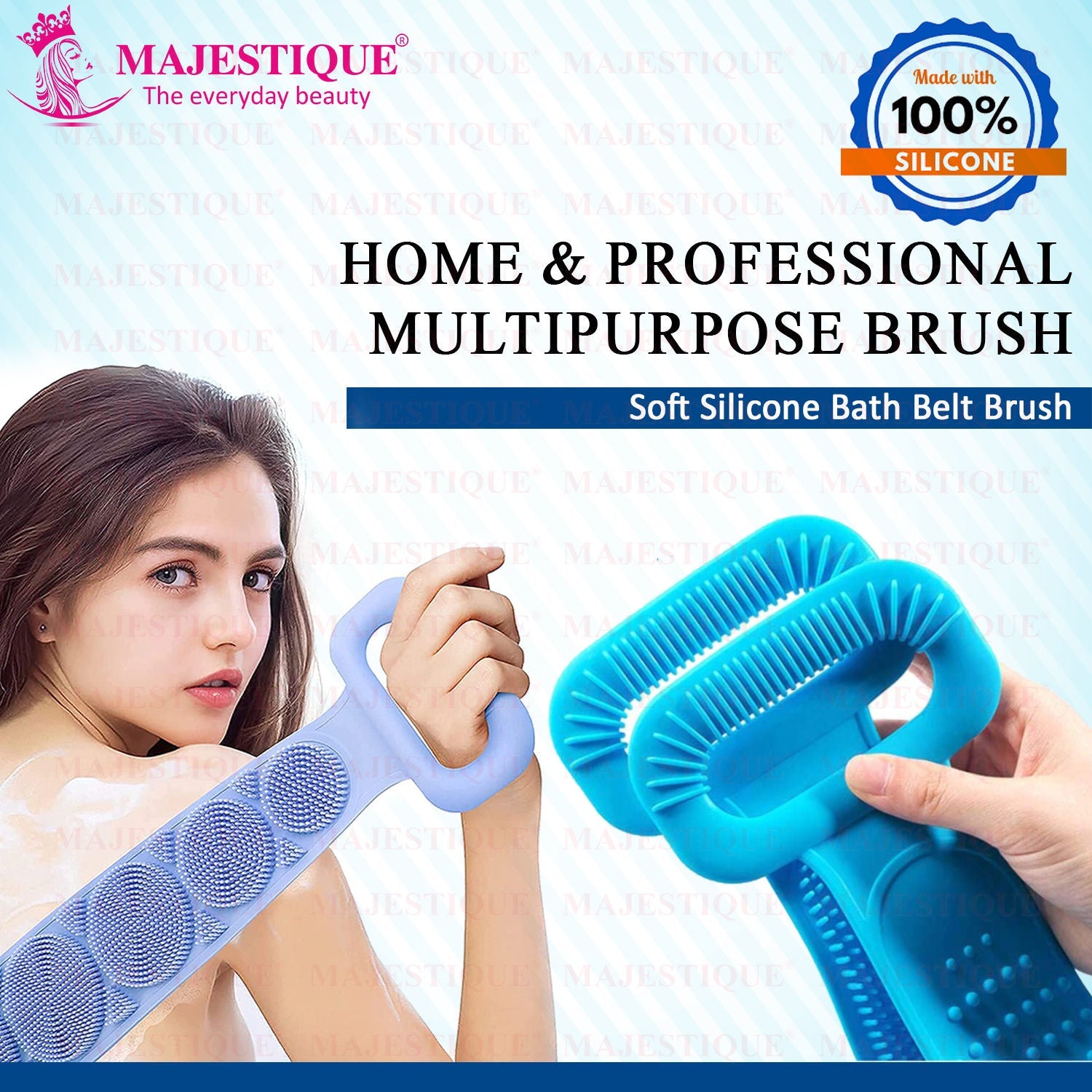 Majestique Bath Scrub Belt With Handle( Colore May Very )-1 pcs