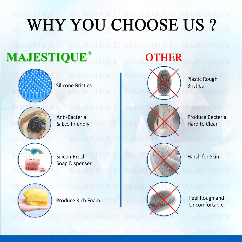 Majestique Bath Silicone Shower Scrubber Color May Vary