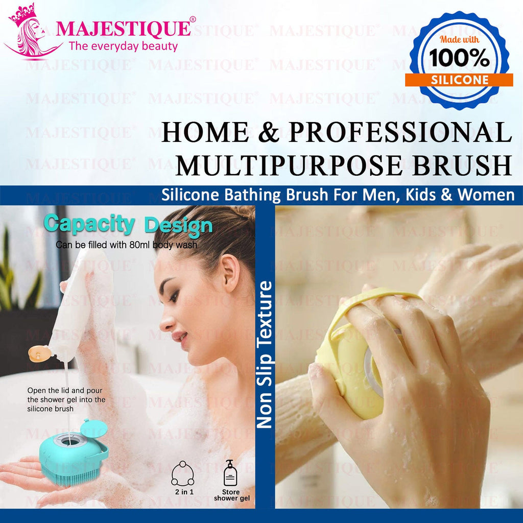 Majestique Bath Silicone Shower Scrubber Color May Vary