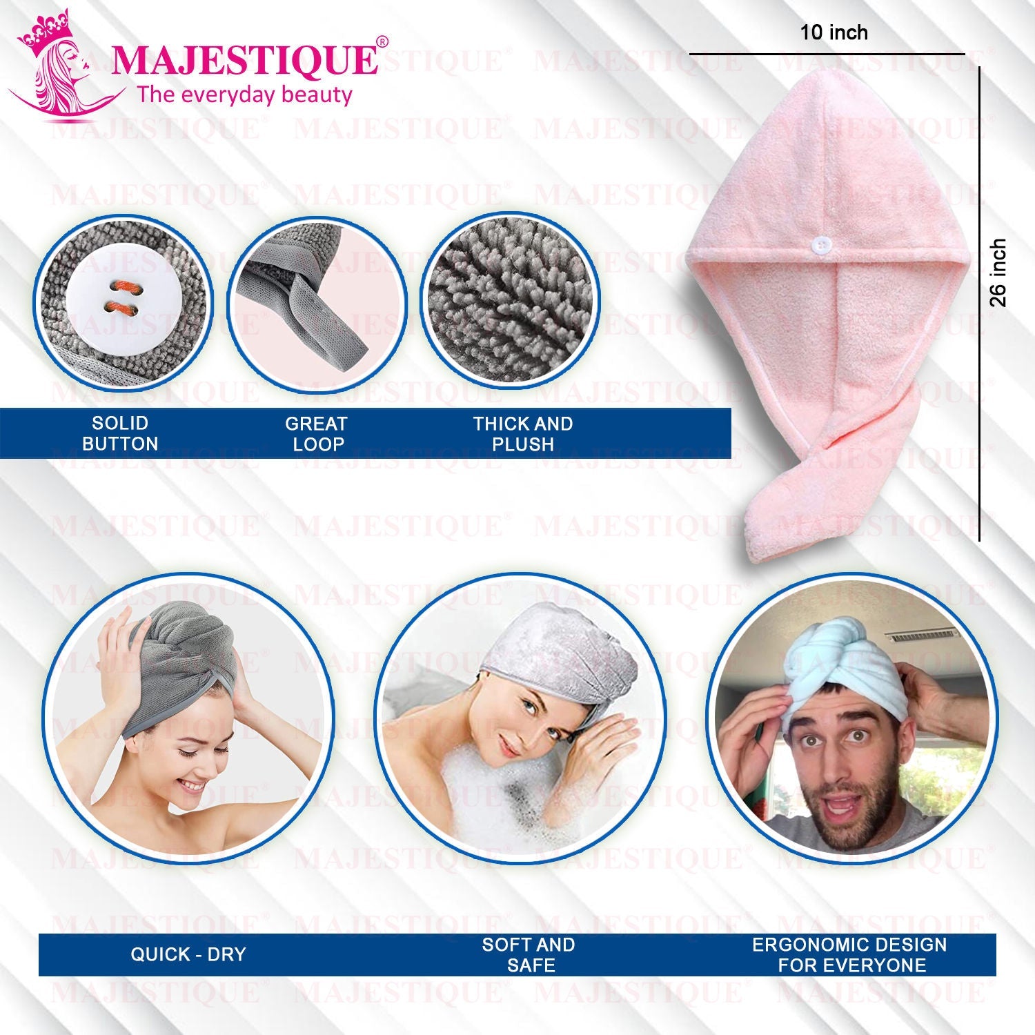 Majestique Hair Towel Wrap - Colour May Vary