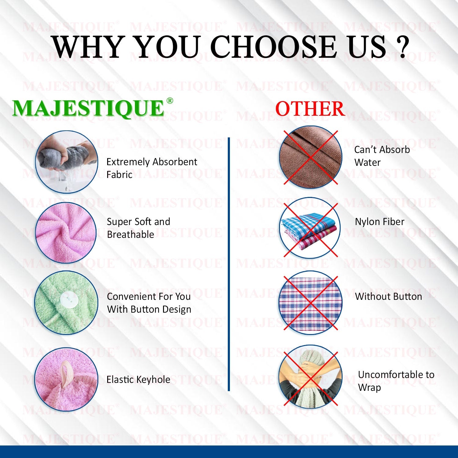 Majestique Hair Towel Wrap - Colour May Vary
