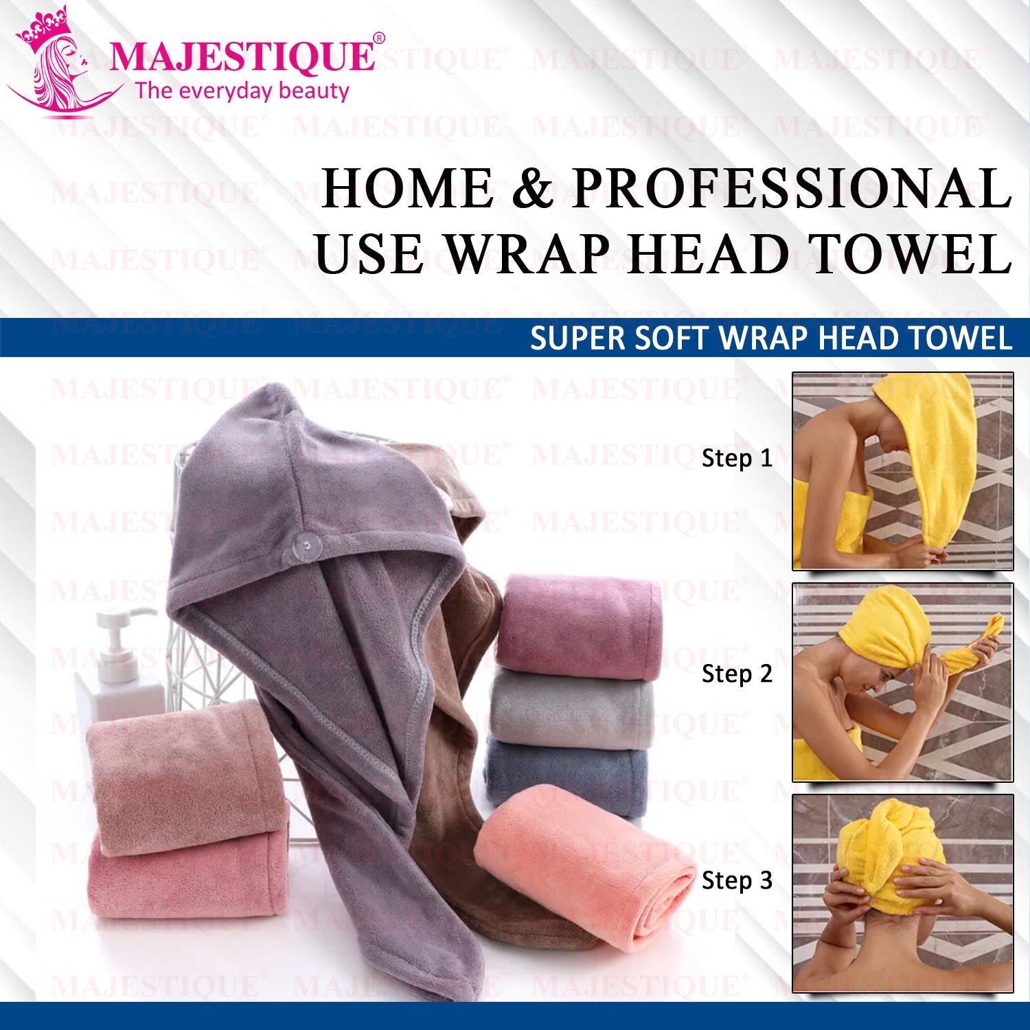 Majestique Hair Towel Wrap - Colour May Vary